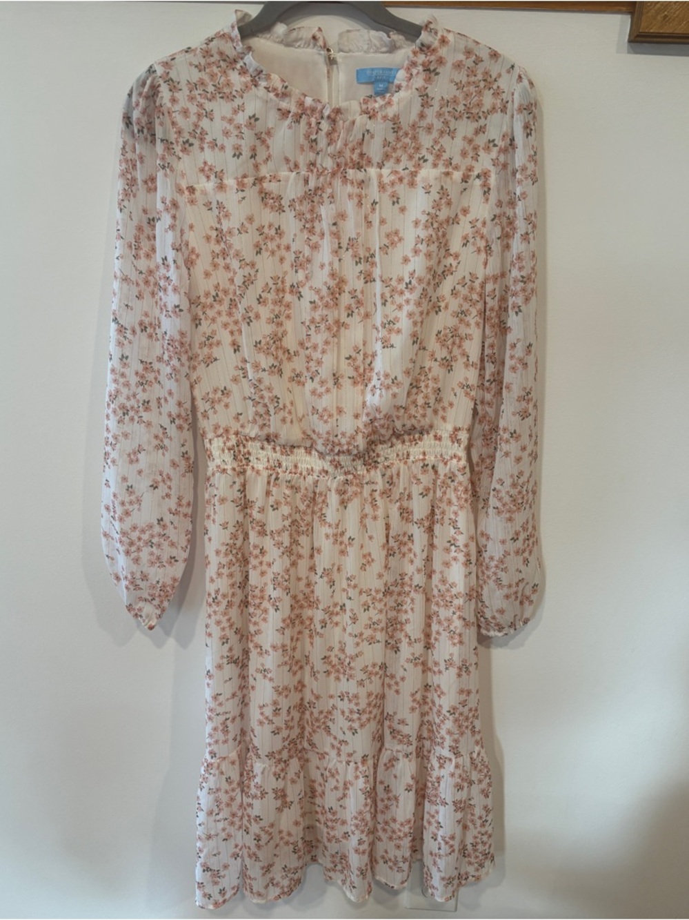 Draper James RSVP Floral Dress featuring Long Sleeves and Gold Thread Women’s M